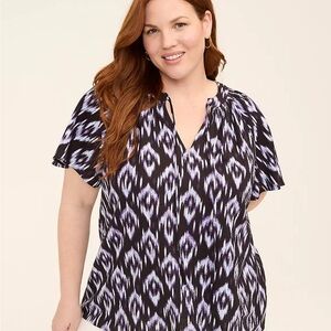 💜 Purple Ikat Swing Popover Blouse | Lane Bryant Plus Size 💜